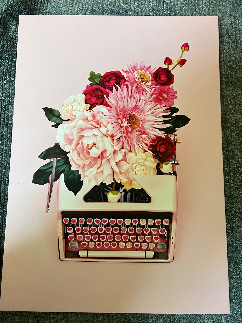 Pink Floral Typewriter Art Print